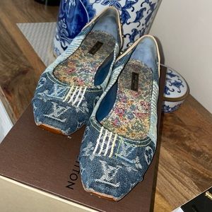 Louis Vuitton denim patchwork  ballet shoe 38